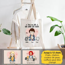 Charger l'image dans la galerie, Jusqu'à 12 chats, Sac fourre-tout chat personnalisé, tote bag maman chat, juste une fille qui aime les chats