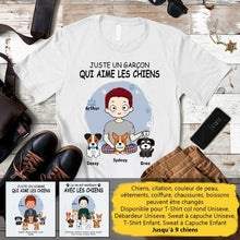 Charger l'image dans la galerie, Jusqu'à 9 chiens, t shirt personnalisé chien, tee shirt homme papa chien, juste un garçon qui aime les chiens