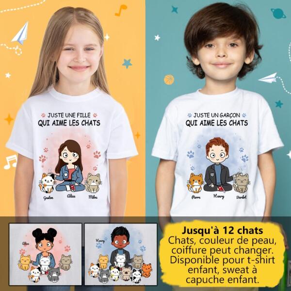 Jusqu 12 chats tee shirt personnalis chat t shirt enfant