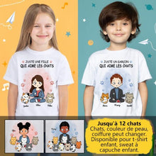 Charger l'image dans la galerie, Jusqu'à 12 chats, tee shirt personnalisé chat, t-shirt enfant chats, juste une fille garçon qui aime les chats