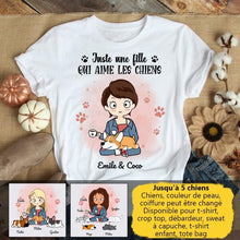 Charger l'image dans la galerie, Jusqu'à 5 chiens, t shirt personnalisé chien, tee shirt maman chien, juste une fille qui aime les chiens