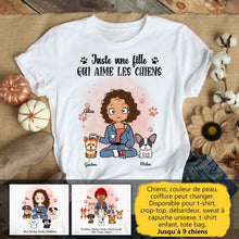 Charger l'image dans la galerie, Jusqu'à 9 chiens, t shirt personnalisé chien, tee shirt femme chiens, maman chien, juste une fille qui aime les chiens