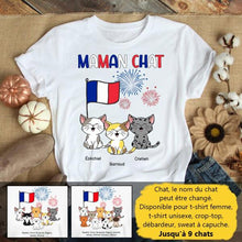 Charger l'image dans la galerie, Jusqu'à 9 chats, tee shirt personnalisé chat, t shirt papa chat, maman chat, drapeau France