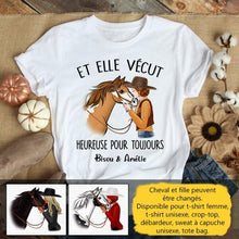 Charger l'image dans la galerie, Tee shirt cheval, t shirt personnalisé cheval, tee shirt cheval femme, Et elle vécut heureuse pour toujours