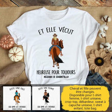 Charger l'image dans la galerie, T shirt personnalisé cheval, tee shirt cheval femme, Et elle vécut heureuse pour toujours