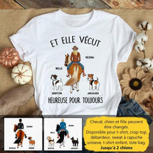 Charger l'image dans la galerie, Jusqu'à 2 chiens, t shirt personnalisé cheval et chien, tee shirt femme, Et elle vécut heureuse pour toujours