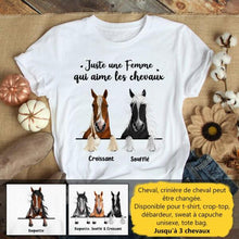 Charger l'image dans la galerie, Jusqu'à 3 chevaux, t shirt personnalisé cheval, tee shirt cheval femme, femme qui aime les chevaux