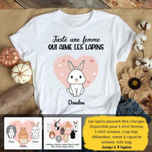 Charger l'image dans la galerie, Jusqu'à 9 lapins, t shirt personnalisé lapin, tee shirt lapin femme, juste une femme qui aime les lapins