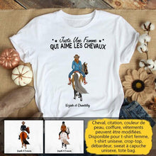 Charger l'image dans la galerie, Jusqu'à 3 chevaux, t shirt personnalisé cheval, juste une femme qui aime les chevaux