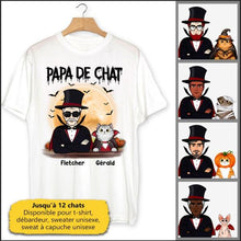 Charger l'image dans la galerie, Jusqu'à 12 chats, tee shirt personnalisé chat, t shirt papa chat Halloween, papa de chat