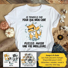 Charger l'image dans la galerie, Jusqu'à 9 chats, tee shirt personnalisé chat, je travaille dur pour que mon chat puisse avoir une meilleure vie