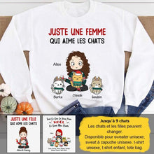 Charger l'image dans la galerie, Jusqu'à 9 chats, tee shirt personnalisé chat, juste une fille qui aime les chats, t shirt maman chat