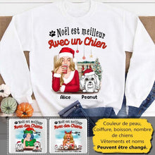 Charger l'image dans la galerie, Jusqu'à 6 chiens, T shirt personnalisé chien, Noël est meilleur Avec des chiens, Maman chiens