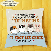 Charger l'image dans la galerie, Jusqu'à 5 chats, Coussin personnalisé la première chose que je vói tous les matins, Oreiller c'est le chat qui m'aime