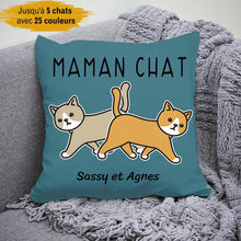 Charger l'image dans la galerie, Jusqu'à 5 chats, Coussin carré personnalisé, Oreiller La vie est meilleure avec un chat pour Maman chat, Papa chat