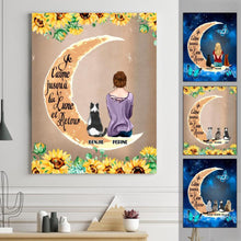Charger l'image dans la galerie, Tableau personnalisé, Jusqu'à 4 chats, Toile personnalisée, Cadeau pour amoureux des chats, Je t'aime jusqu'à la lune et retour