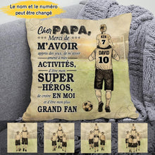 Charger l'image dans la galerie, Oreiller cher Papa, L'équipe de football de papa, personnalisable coussin carré pour papa, jusqu'à 5 fils
