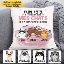 Charger l'image dans la galerie, Jusqu'à 6 chats, Coussin personnalisé à maman chat, j'aime rester à la maison avec mon chat oreiller