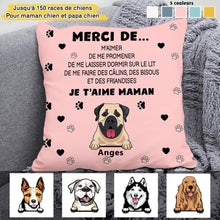 Charger l'image dans la galerie, Jusqu'à 3 chiens, Oreiller personnalisé pour chien maman et papa chien, Merci de m'aimer Coussin, 150 races de chiens