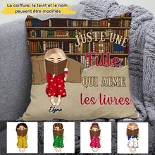 Charger l'image dans la galerie, Juste une fille qui aime les livres Oreiller, Lire des Livres, Une fille chibi Coussin