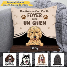 Charger l'image dans la galerie, Jusqu'à 3 chiens, Coussin une Maison n'est pas Un Foyer sans Chiens , Taie d'oreiller Personnalisée pour les amoureux des chiens