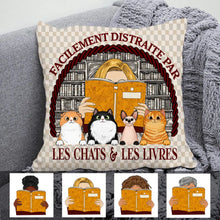 Charger l'image dans la galerie, Jusqu'à 5 chats, Oreiller facilement distrait par les Chats et les livers, Coussin pour Maman Chat et livres d'amour