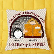 Charger l'image dans la galerie, Jusqu'à 5 chats, Oreiller facilement distrait par les Chats et les livers, Coussin pour Maman Chat et livres d'amour