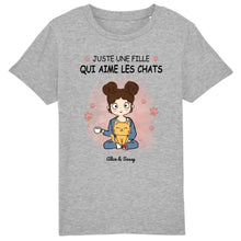 Charger l'image dans la galerie, Jusqu'à 12 chats, tee shirt personnalisé chat, t-shirt enfant chats, juste une fille garçon qui aime les chats