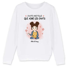 Charger l'image dans la galerie, Jusqu'à 12 chats, tee shirt personnalisé chat, t-shirt enfant chats, juste une fille garçon qui aime les chats