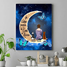 Charger l'image dans la galerie, Tableau personnalisé, Jusqu'à 4 chats, Toile personnalisée, Cadeau pour amoureux des chats, Je t'aime jusqu'à la lune et retour