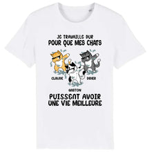Charger l'image dans la galerie, Jusqu'à 9 chats, tee shirt personnalisé chat, je travaille dur pour que mon chat puisse avoir une meilleure vie
