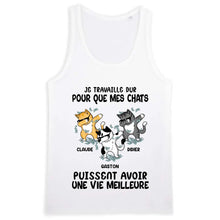 Charger l'image dans la galerie, Jusqu'à 9 chats, tee shirt personnalisé chat, je travaille dur pour que mon chat puisse avoir une meilleure vie