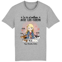 Charger l'image dans la galerie, Jusqu'à 5 chiens, t shirt personnalisé chien, tee shirt maman chien, juste une fille qui aime les chiens