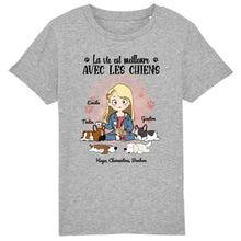 Charger l'image dans la galerie, Jusqu'à 5 chiens, t shirt personnalisé chien, tee shirt maman chien, juste une fille qui aime les chiens