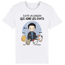 Charger l'image dans la galerie, Jusqu'à 12 chats, tee shirt personnalisé chat, t-shirt chat homme, juste un homme qui aime les chats