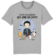 Charger l'image dans la galerie, Jusqu'à 12 chats, tee shirt personnalisé chat, t-shirt chat homme, juste un homme qui aime les chats