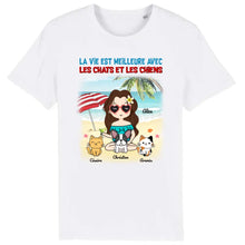 Charger l'image dans la galerie, Jusqu'à 9 animaux, t shirt personnalisé chat et chien, la vie est meilleure avec les chats et les chiens