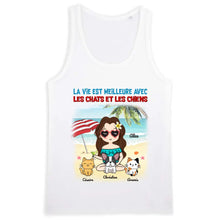 Charger l'image dans la galerie, Jusqu'à 9 animaux, t shirt personnalisé chat et chien, la vie est meilleure avec les chats et les chiens
