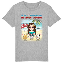 Charger l'image dans la galerie, Jusqu'à 9 animaux, t shirt personnalisé chat et chien, la vie est meilleure avec les chats et les chiens