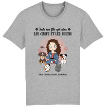 Charger l'image dans la galerie, Jusqu'à 9 animaux, tee shirt personnalisé chat et chien, maman chat et chien, juste une fille qui aime les chats et les chiens