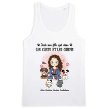 Charger l'image dans la galerie, Jusqu'à 9 animaux, tee shirt personnalisé chat et chien, maman chat et chien, juste une fille qui aime les chats et les chiens