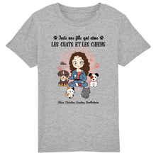 Charger l'image dans la galerie, Jusqu'à 9 animaux, tee shirt personnalisé chat et chien, maman chat et chien, juste une fille qui aime les chats et les chiens