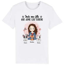 Charger l'image dans la galerie, Jusqu'à 9 chiens, t shirt personnalisé chien, tee shirt femme chiens, maman chien, juste une fille qui aime les chiens