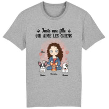 Charger l'image dans la galerie, Jusqu'à 9 chiens, t shirt personnalisé chien, tee shirt femme chiens, maman chien, juste une fille qui aime les chiens