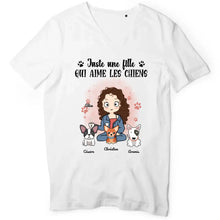 Charger l'image dans la galerie, Jusqu'à 9 chiens, t shirt personnalisé chien, tee shirt femme chiens, maman chien, juste une fille qui aime les chiens