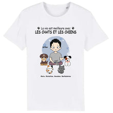 Charger l'image dans la galerie, Jusqu'à 9 animaux, tee shirt personnalisé chat et chien, t shirt homme papa chat chien