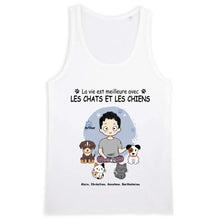 Charger l'image dans la galerie, Jusqu'à 9 animaux, tee shirt personnalisé chat et chien, t shirt homme papa chat chien