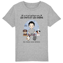 Charger l'image dans la galerie, Jusqu'à 9 animaux, tee shirt personnalisé chat et chien, t shirt homme papa chat chien