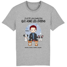 Charger l'image dans la galerie, Jusqu'à 9 chiens, t shirt personnalisé chien, tee shirt homme papa chien, juste un garçon qui aime les chiens