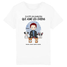 Charger l'image dans la galerie, Jusqu'à 9 chiens, t shirt personnalisé chien, tee shirt homme papa chien, juste un garçon qui aime les chiens